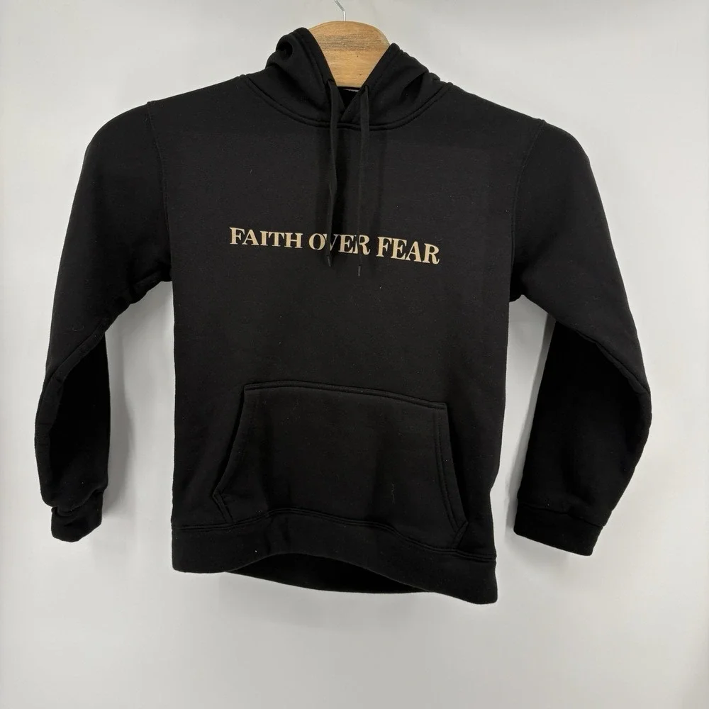 Faith Over‎ Fear Black Unisex Size Medium Black Hoodie 